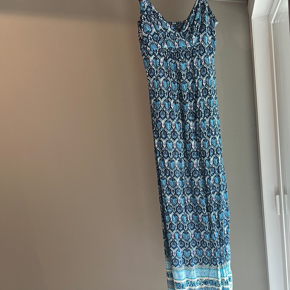 Seraphine Maternity Blue Patterned Maxi Dress - image 1